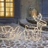 Reno de navidad y trineo preiluminados de 35 in - OutSunny