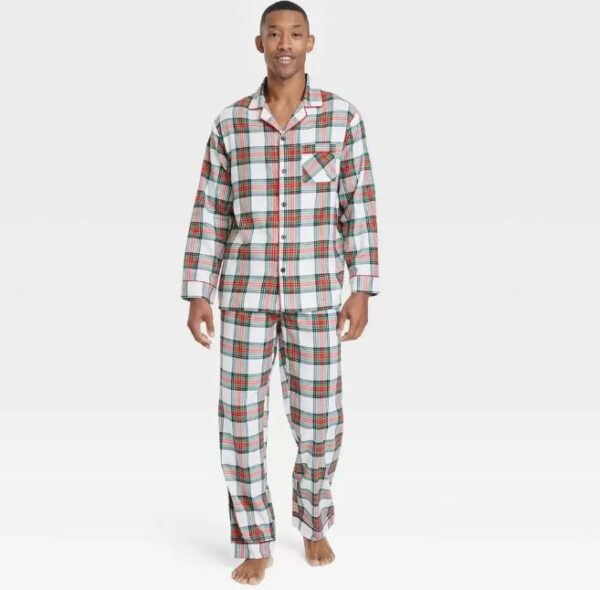 Conjunto de pijama de franela para hombre Talla M, cuadros navideños - Wondershop