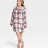 Pijama Camison para Dama Talla XS de franela a cuadros escoceses navideños -Wondershop™