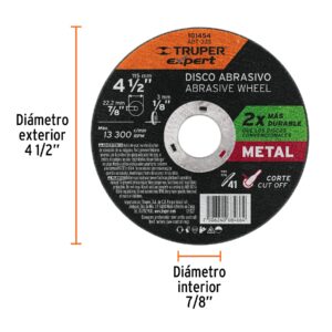 Alternative view of Discos para cortar metal de 4 1/2'' marca Truper