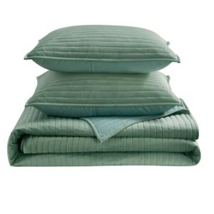 Alternative view of Juego de edredon de terciopelo de 3 piezas Tamaño Full/Queen, verde - Member's Mark