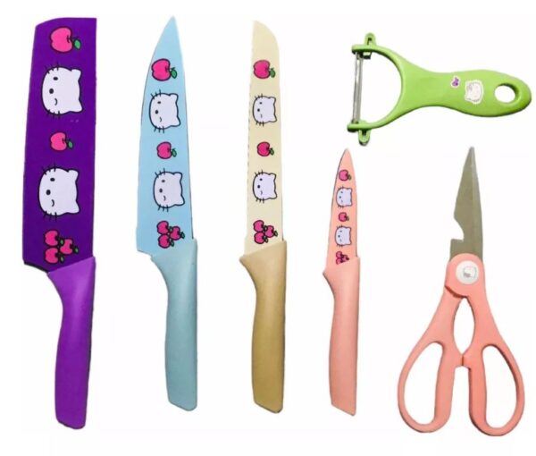 Juego de cuchillos con estampado de gatito multicolor - EVRYEALTH