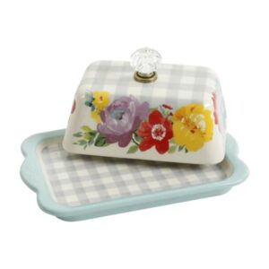 Alternative view of Mantequillera para doble barra de cerámica, azul - The Pioneer Woman