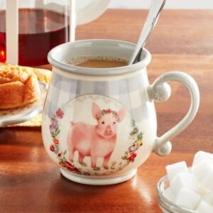 Alternative view of Juego de 4 tazas de ceramica gris de 16 oz, diseño de cerdito - The Pioneer Woman