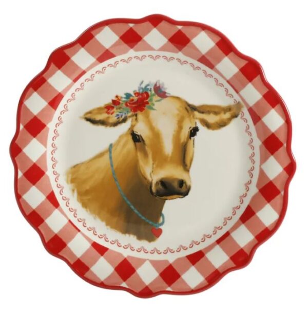 6 Platos de ensalada de cerámica redondo de 8,7" red/cow -The Pioneer Woman