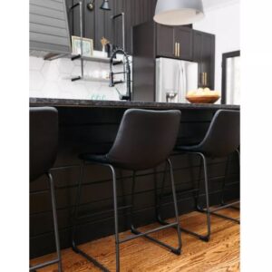 Alternative view of Taburete de bar tapizado con altura de mostrador, negro - Ashley