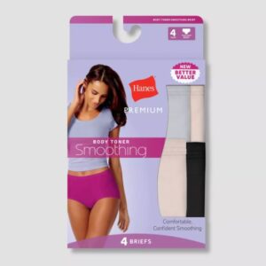 Paquete de 4 calzoncillos con control de barriga para mujer, talla L - Marca Hanes