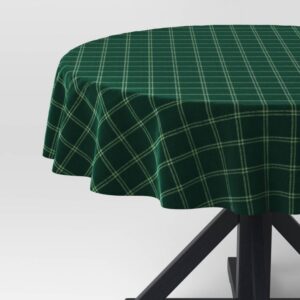 Mantel Redondo a Cuadros Verde de 70"x70" - Threshold™