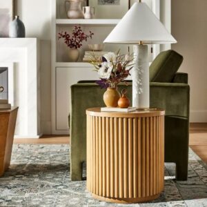 Alternative view of Lámpara de mesa de cerámica con pantalla cónica blanca - Threshold™