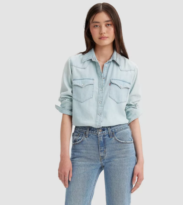 Camisa estilo western de manga larga para mujer Talla M, Azul claro - Levi's®