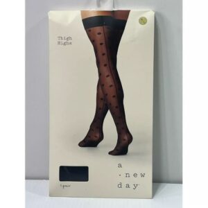 Alternative view of Medias hasta el muslo con patrón de lunares para mujer, talla M/L - Marca A New Day