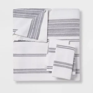 Alternative view of Juego de fundas tejida a rayas de algodón tamaño KING - Threshold