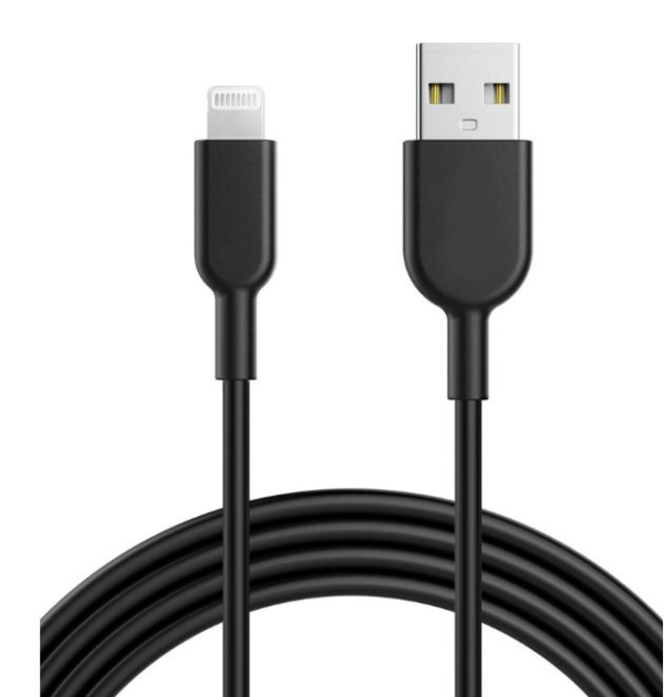 Cable de USB a Lightning de 3 ft resistente, negro