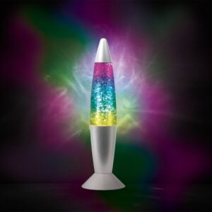 Lámpara de lava con forma de torpedo de 13" con purpurina, gris - West & Arrow