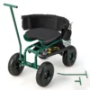 Carrito de jardín con asiento giratorio, altura ajustable y cesta de almacenamiento -Costway