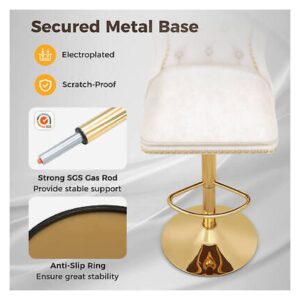 Alternative view of Par de sillas tipo bar de terciopelo holandés con reposapiés, beige -WANCQ