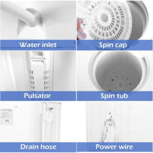 Alternative view of Mini lavadora con doble tina de 20 libras, blanco y azul