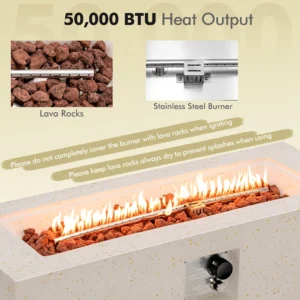 Alternative view of Chimenea rectangular de propano, 42" color blanco -Costway