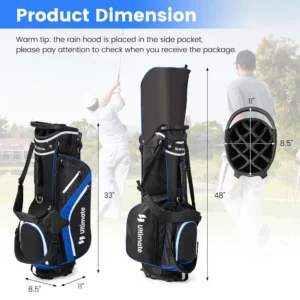Alternative view of Bolsa de Golf ligera con divisores superiores y bolsillos, impermeable color negro -Costway