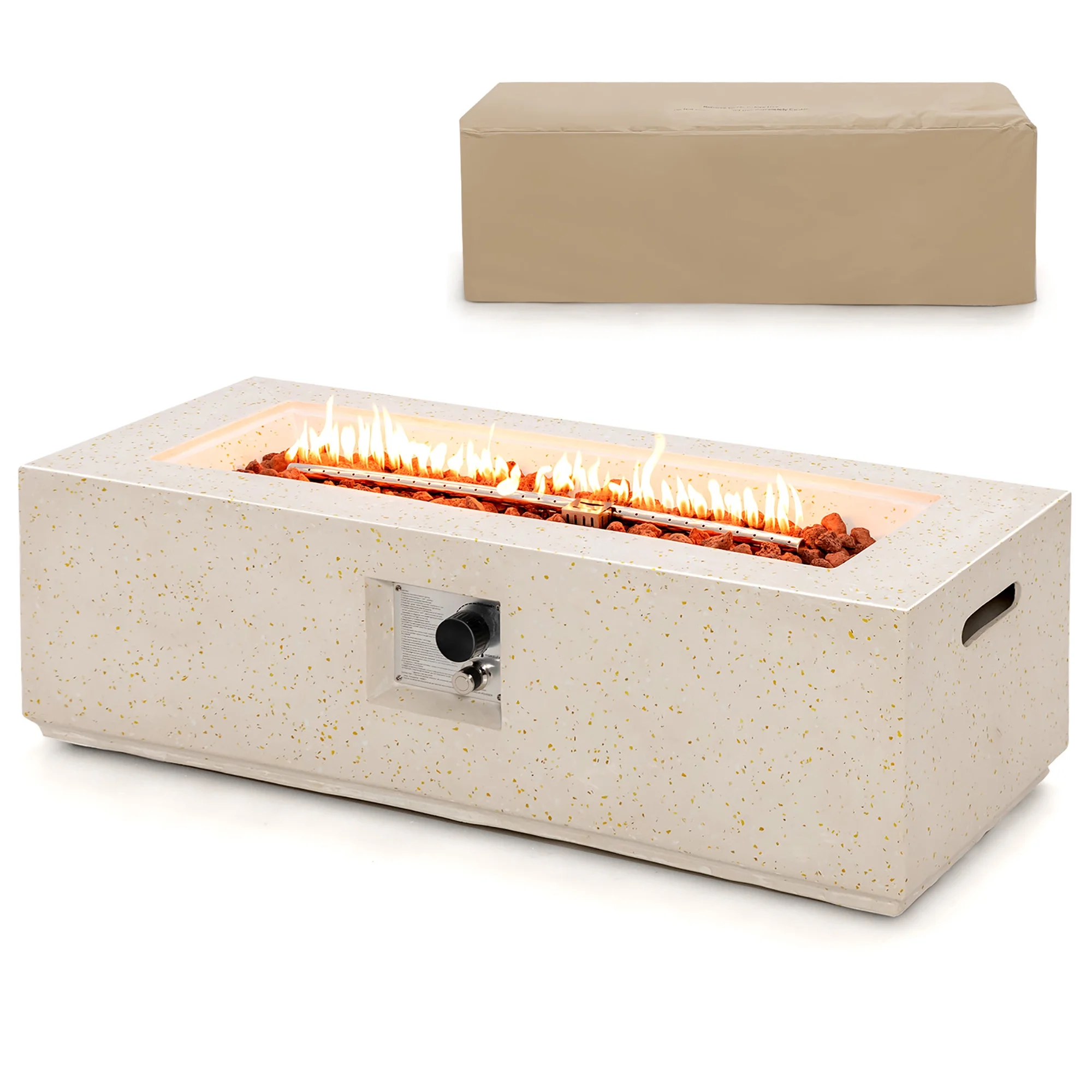 Chimenea rectangular de propano, 42" color blanco -Costway - Imagen 6