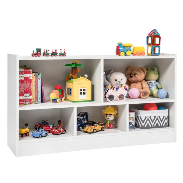 Armario organizador para juguetes de madera de 5 cubos, blanco -Costway