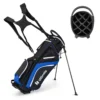 Bolsa de Golf ligera con divisores superiores y bolsillos, impermeable color negro -Costway