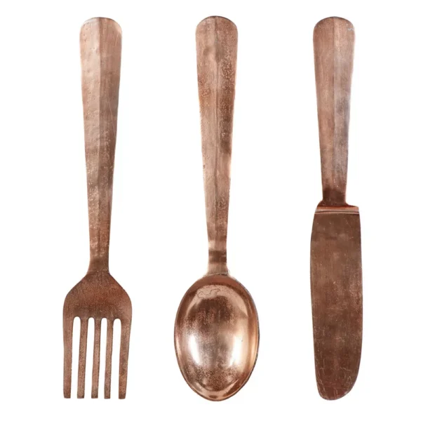 Juego de 3 utensilios decorativos para pared: cuchillo, cuchara y tenedor - Olivia & May