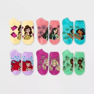 Paquete de 6 calcetines de princesas talla 3/10 para niñas -Disney