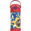 Botella de agua de acero inoxidable de 12 onzas con popote -Thermos Kids