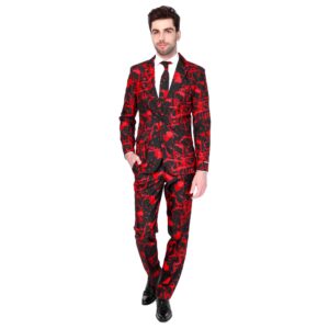 Traje para adulto color negro con rojo para Halloween talla XL