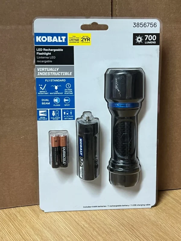 Linterna recargable LED de 700 lúmenes, impermeable - Kobalt