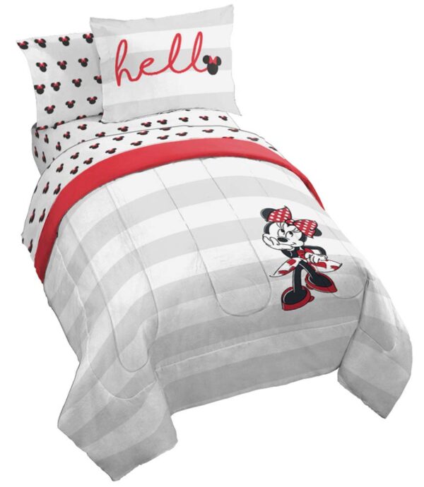 Juego de edredón de 7 piezas tamaño Full con diseño de Minnie Mouse