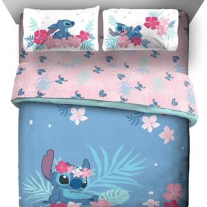Juego de colcha de 3 piezas tamaño Queen con diseño de Lilo y Stitch -Jay Franco