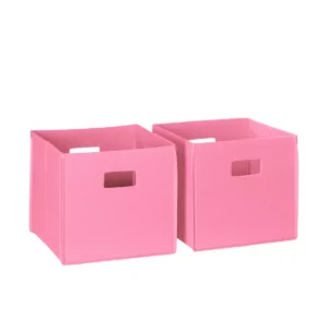 Par de contenedores de almacenamiento plegables para juguetes, rosa - RiverRidge