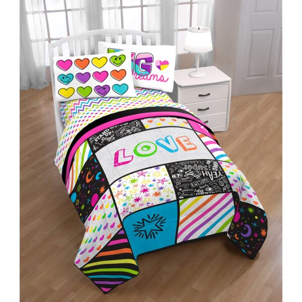 Juego de colcha de 4 piezas tamaño Twin con diseño colorido de Little Miss Matched