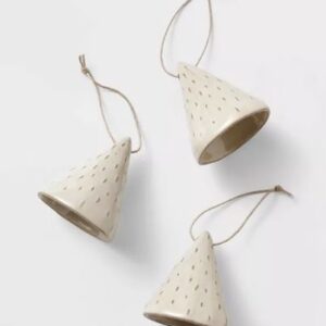 Juego de decoración de 3 piezas: campanas de cerámica para árbol navideño - Marca Umbral