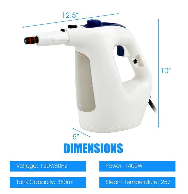 Limpiadora a vapor de mano multiusos con 17 accesorios -Costway - Imagen 4