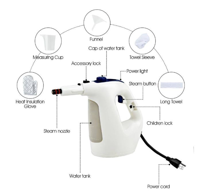 Limpiadora a vapor de mano multiusos con 17 accesorios -Costway - Imagen 5