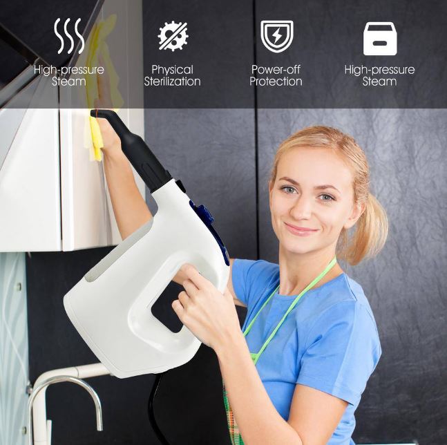 Limpiadora a vapor de mano multiusos con 17 accesorios -Costway - Imagen 2