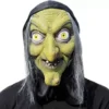 Mascara de bruja antigua verde con ojos amarillos para halloween