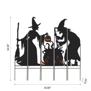 Alternative view of Paquete de 5 siluetas de brujas de metal con caldero 35" color negro -Glitzhome