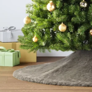 Falda para árbol de Navidad de piel sintética de 121.9cm en color gris -Wondershop
