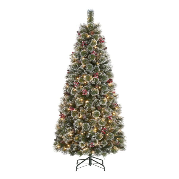 Árbol de navidad escarchado de 6.5 ft preiluminado - Holiday Time