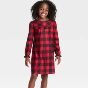 Vestido pijama para niña talla 8 con diseño de cuadros -WonderShop