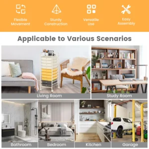 Alternative view of Carrito de almacenamiento rodante de 10 cajones color escala de amarillo -Costway