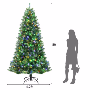 Alternative view of Árbol de Navidad preiluminado multicolor de 8 pies de 600 Luces LED marca Costway
