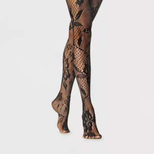 Medias de mujer con estampado floral de red mixta Talla M/L, Negro - A New Day™