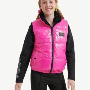 Chaleco de piel sintética reversible rosa para niña talla 12/14 - Justice