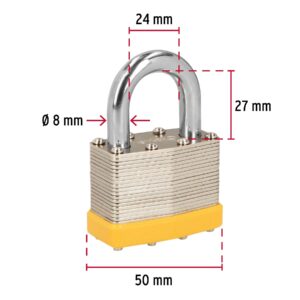Alternative view of Candado laminado de 50mm con gancho corto, blister - Hermex Basic