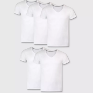 Paquete de 5 camisetas de cuello en V para hombre Talla S, Blanco - Hanes